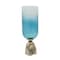 Homeroots 18" Blue White And Gold Ombre Glass And Aluminum Pedestal Table Vase 565456 - alternate 6