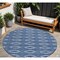 Homeroots 8' Navy Blue And Ivory Round Geometric Washable Indoor Outdoor Area Rug 599642 - alternate 1