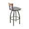Holland Bar Stool Co Revelle 30in Swivel Bar Stool with Bronze Finish, Medium Back and Canter Folkstone Grey Seat 881 - alternate 6