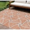 Homeroots 9' X 12' Salmon And Ivory Geometric Washable Indoor Outdoor Area Rug 612903 - alternate 1