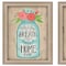 Homeroots Set Of Two Mason Jars Floral Brown Framed Print Wall Art, 2PK 405708 - alternate 3