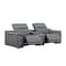 Homeroots 93in Battleship Gray and Silver Leather Power Reclining Loveseat 643825 - alternate 4