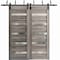 Sartodoors Sliding Closet Barn Bypass Doors 84 x 80in, Nebraska Grey W/ Frosted Glass, Sturdy 8ft Rails QUADRO4445BBB-NEB-84 - alternate 6