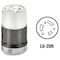 Leviton Locking Connector Industrial Nylon Grounding L6-20R 16-10 AWG 2 Pole 3 Wire Bagged Black/White 02323-0PB - alternate 3