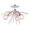 Vaxcel Estelle 3-Light 17 in W Polished Nickel Mid-Century Modern Sputnik Semi Flush Ceiling Fixture C0163R - alternate 1