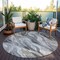 Homeroots 8' Gray Charcoal And Ivory Round Abstract Washable Indoor Outdoor Area Rug 582994 - alternate 4