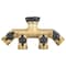 Landscapers Select Faucet Manifold, 3/4 in Female, 4-Port/Way, Brass GB9114A - alternate 1