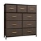 Homeroots 39" Brown Steel and Fabric Nine Drawer Triple Dresser 484699 - alternate 1