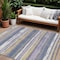 Homeroots 8' X 10' Purple Ivory And Beige Striped Washable Indoor Outdoor Area Rug 598923 - alternate 1