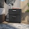 Homeroots 19" Black Wood Two Drawer Nightstand 526154 - alternate 5