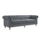 Homeroots 92" Dark Gray Linen Chesterfield Wood Sofa 543989 - alternate 1