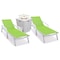 Leisuremod Marlin White Aluminum Patio Chaise Lounge Chair, Arms Set of 2, Square Fire Pit Table, Green MLAWCF21-77G2 - alternate 1