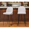 Homeroots Set of Two 30" Ivory And Black Shearling And Steel Bar Height Bar Chairs 555690 - alternate 5