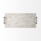 Homeroots 35in White and Natural Wood Indoor Outdoor Tray With Handles 376044 - alternate 3
