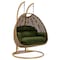 Leisuremod Mendoza Light Brown Wicker Hanging 2 person Egg Swing Chair with Dark Green Cushions MSCLBR-53DG - alternate 1