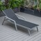 Leisuremod Marlin Patio Chaise Lounge Chair with Armrests in Grey Aluminum Frame, Black MLAGR-77BL - alternate 9