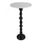 Homeroots 25" White and Black Marble and Aluminum Round Pedestal End Table 634880 - alternate 1
