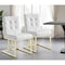 Homeroots Set of Two Tufted White and Gold Upholstered Faux Leather Dining Side Chairs 543550 - alternate 4
