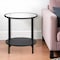 Homeroots 22" Black And Clear Glass And Steel Round End Table With Shelf 544199 - alternate 1