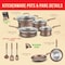 Bakken-Swiss 14-Piece Pots and Pans Set, Non-Stick, with Lids, Skillet Pans, Gas, Electric, Induction, Golden BKCWG14L - alternate 5