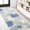 Jonathan Y Monstera Tropical Leaf High-Low Light Gray/Navy 2 ft. x 8 ft. Indoor/Outdoor Runner Rug AMC113A-28 - alternate 1