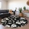 Homeroots 8' Black Ivory And Gray Round Floral Washable Indoor Outdoor Area Rug 599864 - alternate 5