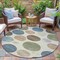 Homeroots 8' Ivory Fern Green And Teal Blue Round Geometric Washable Indoor Outdoor Area Rug 630575 - alternate 3