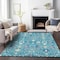 Homeroots 9' X 12' Teal Blue Purple And Ivory Oriental Washable Indoor Outdoor Area Rug 598080 - alternate 7