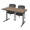 Regency Kobe T-Base Training Seminar Table W/ 2 Knight Mesh Chairs, 48 in W, 24 in L, Noble Oak MTRCT4824NOGY56CBK - alternate 1