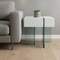 Homeroots 22" White And Clear Wood And Glass Square Sled End Table 554644 - alternate 4
