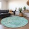 Homeroots 8' Teal Blue And Ivory Round Geometric Washable Indoor Outdoor Area Rug 594811 - alternate 4