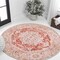 Jonathan Y Asa Ornate Medallion Non-Slip Machine-Washable Orange/Cream 5 ft Round Area Rug WSH108A-5R - alternate 1