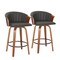 Homeroots Set of Two 26" Black and Brown Faux Leather and Solid Wood Low Back Counter Height Bar Chairs, 2PK 555082 - alternate 5