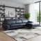 Homeroots Navy Blue Italian Leather L Shaped Two Piece Sofa and Chaise Sectional 343949 - alternate 7