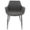 Leisuremod Markley Modern Leather Dining Arm Chair with Metal Legs, Charcoal Black EC26BL - alternate 8