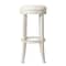 Homeroots 31" Bone and Antiqued White Fabric and Solid Wood Backless Bar Height Swivel Bar Chair 632407 - alternate 6