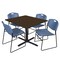 Regency Square Cain Breakroom Table W/ 4 Zeng Stack Chairs, 48 in W, 48 in L, Neo Walnut TB4848NW44BE - alternate 1