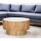 Homeroots 31" Gold Natural And White Iron Wood And Faux Marble Round Block Coffee Table 565069 - alternate 4
