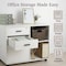 Lavish Home 3 Drawer File Cabinet with Lock Wooden Lateral Filing Cabinet with 3 Storage Drawers and Shelf 80-FC-3D-W - alternate 5