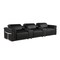 Homeroots 126" Black Top Grain Leather Reclining Metal USB Sofa 720365 - alternate 1