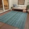 Homeroots 9' X 12' Teal Blue Aqua And Gray Striped Washable Indoor Outdoor Area Rug 616392 - alternate 7