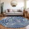 Homeroots 8' Navy Blue And Ivory Round Geometric Washable Indoor Outdoor Area Rug 595099 - alternate 5