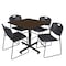 Regency Square Kobe Breakroom Table W/ 4 Zeng Stack Chairs, 36 in W, 36 in L, Neo Walnut TKB3636NW44BK - alternate 1