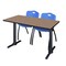 Regency Cain T-Base Training Seminar Table W/ 2 M Stack Chairs, 48 in W, 24 in L, Noble Oak MTRCT4824NO47BE - alternate 1