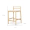 Homeroots 26" Beige and Natural Fabric and Solid Wood Low Back Counter Height Bar Chair 605934 - alternate 4