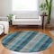Homeroots 8' Teal Blue Navy Blue And Olive Green Round Plaid Washable Indoor Outdoor Area Rug 614019 - alternate 8