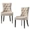 Homeroots Set of Two Tufted Beige and Oak Upholstered Fabric And Solid Wood Dining Side Chairs, 2PK 573304 - alternate 6