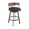 Homeroots 30" Black and Brown Faux Leather and Iron Low Back Bar Height Swivel Bar Chair 569161 - alternate 7