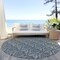 Homeroots 8' Round Blue and Cream Round Damask Washable Non Skid Indoor Outdoor Area Rug 563867 - alternate 7