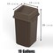 Regal Altair 19 Gallon Square Brown Plastic Trash Can with Drop Shot Swing Lid, Space-Saving Design ZR-TC-100-BR-19-+LD-100-KIT - alternate 3